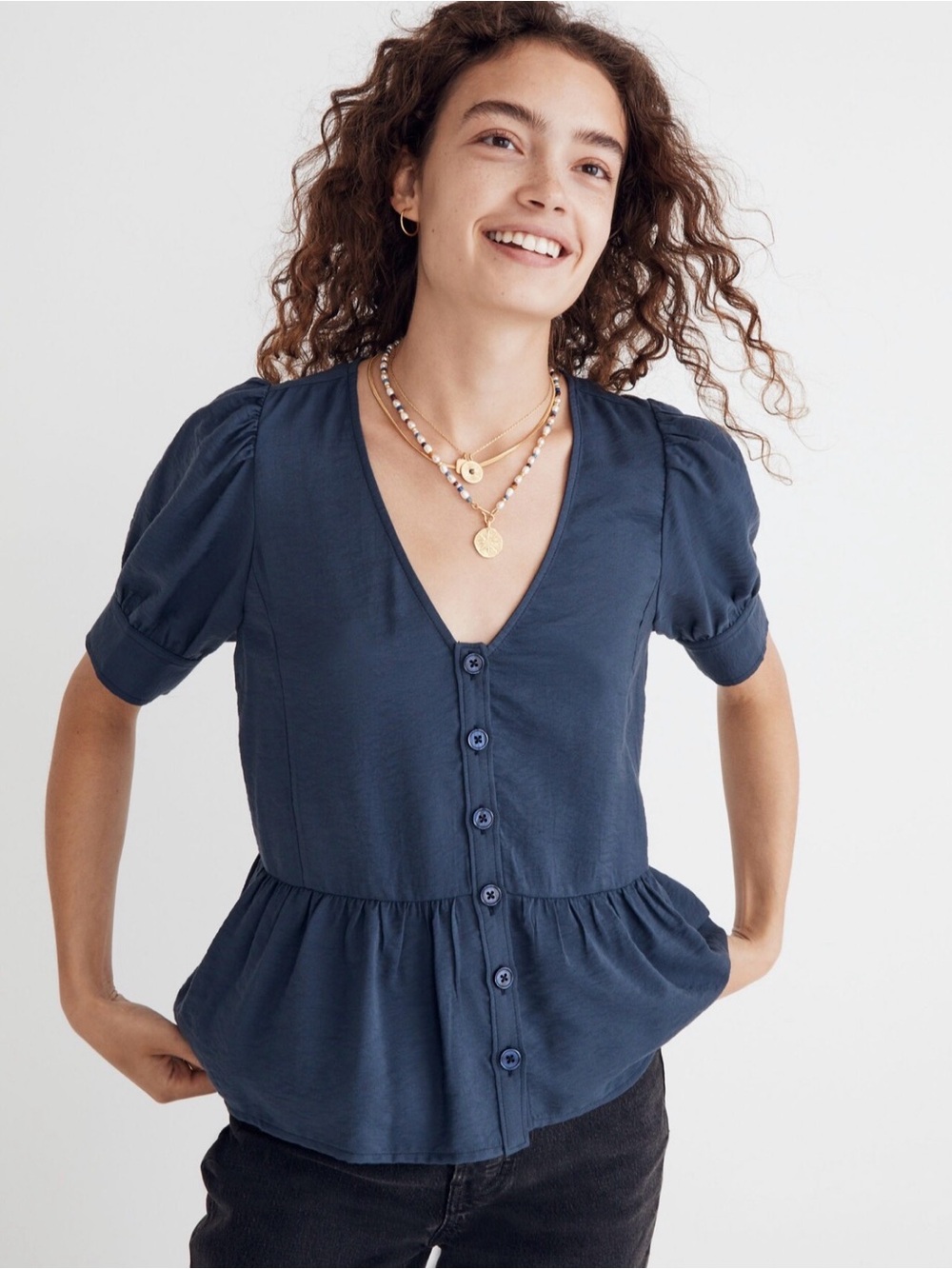 Madewell Drapeweave Peplum Blouse
